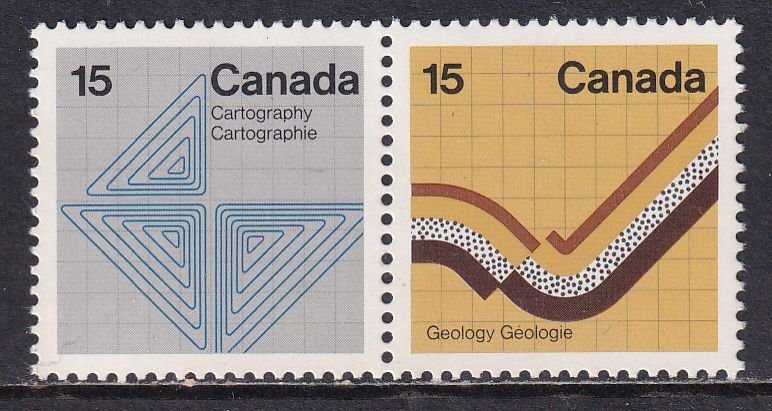 Canada 1972 Sc 585, 582 Earth Sciences Se-tenant Horizontal Pair Stamp MNH