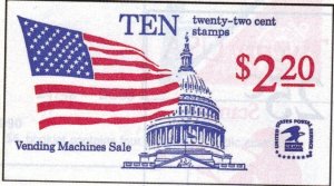 MALACK 2116a  BK145 $2.20 22c Flag, COMPLETE BOOK F/..MORE.. bc32