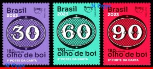 23-06 BRAZIL 2023 - 180 YEARS OF BULL’S EYE, UPAEP, STAMPS ON STAMPS, SET MNH