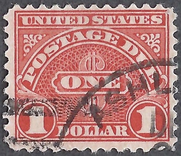 United States #J87 $1.00 Postage Due (1956). Carmine. Perf. 10-1/2x11. F. Used.