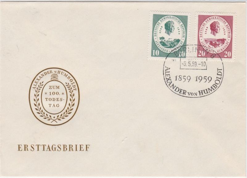 Germany DDR 1959 Berlin Alexander Von Humboldt Cancel Stamps FDC Cover Ref 30268