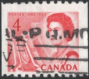 Canada SC#467 4¢ QE II, Lock in the St. Lawrence Seaway Coil Single (1967) Used