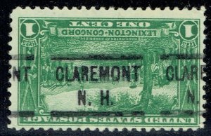 1925 1c LEXINGTON with INV precancel f/ CLAREMONT NH (617-513) High CV!