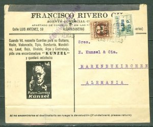 SPAIN 1937 SPANISH CIVIL WAR   CENSORED AIR COVER LAS PALMAS TO GERMANY