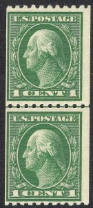 #441 F-VF MNH OG 1c WASHINGTON FLAT PLATE COIL LINE PAIR  (REM #441-3)