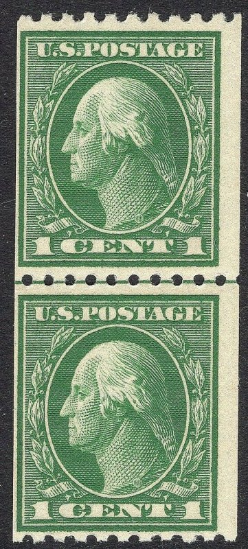 #441 F-VF MNH OG 1c WASHINGTON FLAT PLATE COIL LINE PAIR  (REM #441-3)