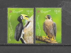 BIRDS - SINGAPORE #1997-8 HORNBILL & FALCON  MNH