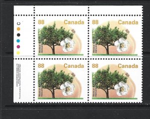 CANADA - 1994 WESTCOT APRICOT UPPER LEFT PLATE BLOCK - SCOTT 1373ii - MNH