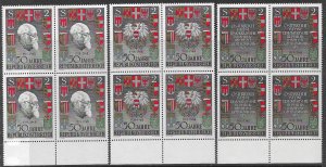 AUSTRIA 1968 REPUBLIC OF AUSTRIA Anniversary Set in Blocks of 4 Sc 820-822 MNH