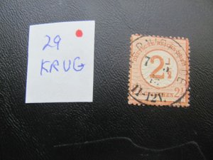 Germany 1874 USED SIGNED KRUG GREAT CITY CANCEL MI. 29 SC 27  VF 35 EUROS  (128)