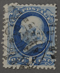 United States #156 Used VG Light Blue w/ Numeral Cancel Bright Paper