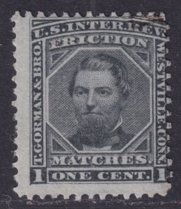 RO97a T. Gorman & Bro. Matches. VG -F, Repaired UR corner. CV $1100.