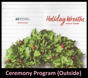 US 5427 Holiday Wreaths Red Winterberry Ceremony Program FDC 2019