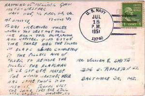United States Fleet Post Office 1c Washington Prexie 1951 U.S. Navy, 13740 Su...