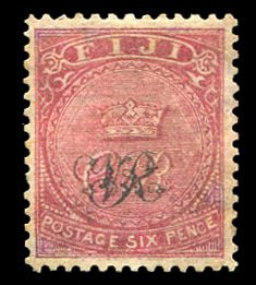 Fiji #39 (SG 33) Cat£55, 1877 6p rose, hinged, overall toning