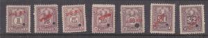 PERU, Postage Due, 1921 set of 7, ABN Punch, SPECIMEN in Red, mnh.