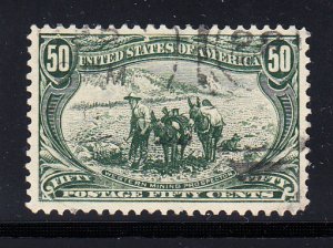 US #291 used extra light cancel, PSE cert