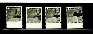 Gibraltar 2014 - WILLIAM SHAKESPEARE - Set of 4 stamps - Scott #1458-61 - MNH