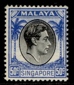 SINGAPORE GVI SG12, 50c black & blue, M MINT. PERF 14