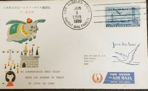 Japan Airlines 1959 Los Angeles FFC To Tokyo Disneyland Dumbo