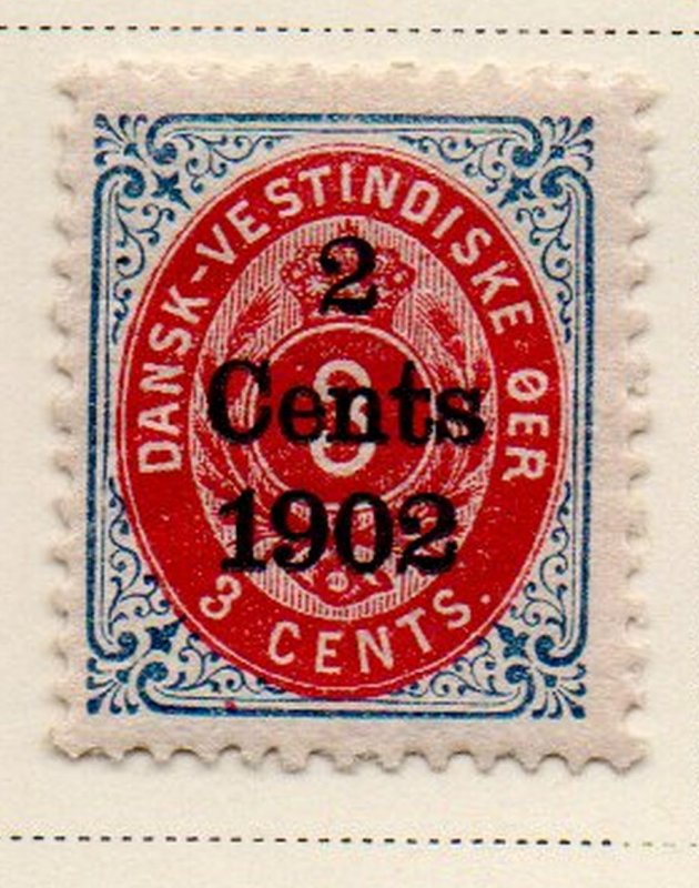 Danish West Indies Sc 27 1902 2c overprint on 3 c stamp mint