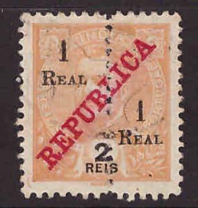 Portuguese India Scott 283B Used bisect Republica overprint 1911