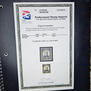Scott #639 Mint never hinged with cert. XF-OG-NH