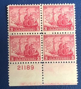 Us scott 736 Maryland Tercentenary 3c block of 4 MNH 1934