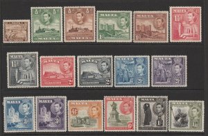 MALTA 1938 KGVI Pic set + 1948 'Self-Government' on KGVI Pic set ¼d to 10/-.