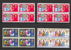 SG812-814 Christmas 1969 Full Set (Both 4d PHOS 8mm & 3.5mm) in Blocks of 4, MNH