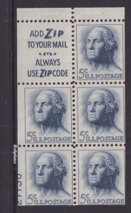 BOBPLATES #1213a Washington Booklet Slogan 3 Lower Left 27736 50% MNH DCV=$50