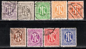 Germany AM Post Scott # 3N2a - 3N13a, used, cpl. set