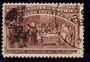 US Stamp #234 5c Columbian USED SCV $8.50