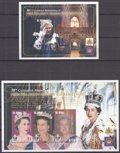 St. Kitts - 2002 QEII Golden Jubilee 2 Souvenir sheets - MNH (9654)