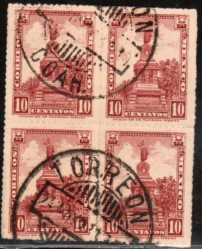 MEXICO 639, 10¢ Block of Four. USED. F-VF. (590)