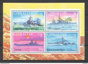 P0838 1997 Gibraltar World War Ii Wwii Ships & Boats Bl29 Mnh