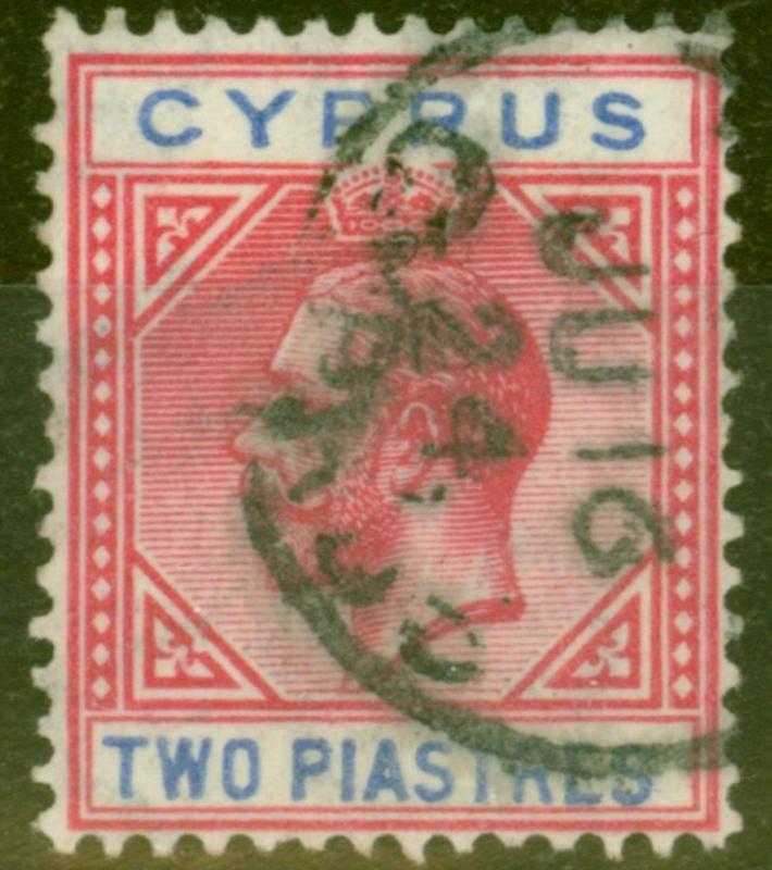 Cyprus 1922 2pi Carmine & Blue SG93a Broken Bottom Left Triangle Fine Used