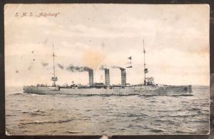 1915 Navy Feldpost Germany RPPC Postcard Cover WW1 SMS Augsburg Warship