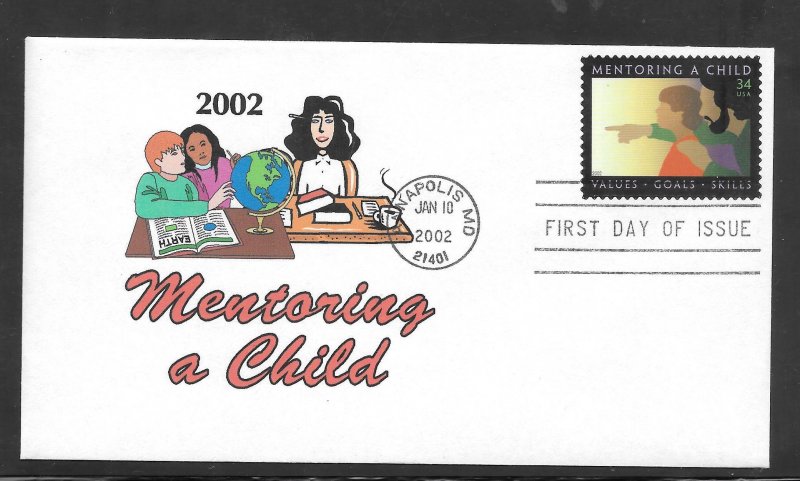 Just Fun Cover #3556 FDC Mentoring a Child Unknown Cachet. (A1399)