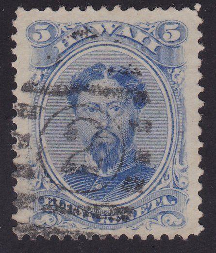 HAWAII 1864-86 5c Sc32 used - 2 in bars cancel..............................2199