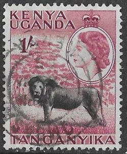 Kenya Uganda # 112 QE II  1sh  Lion    (1)  VF Used