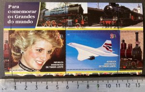 Timor Leste 2004 space shuttle trains railways concorde aviation m/sheet MNH 