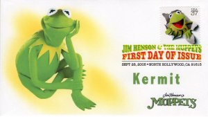 A0-3944a-1, 2005, Jim Henson Muppets, FDC, DCP, SC 3944a, Add on Cachet, Kermit