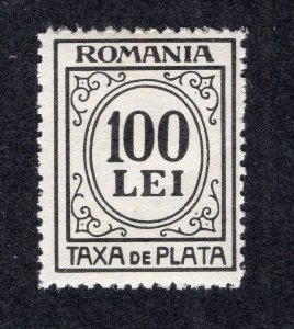 Romania 1944 100 l black Postage Due, Scott J88 MH, value = 50c