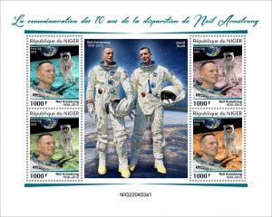 NIGER - 2022 - Neil Armstrong - Perf 4v Sheet - Mint Never Hinged