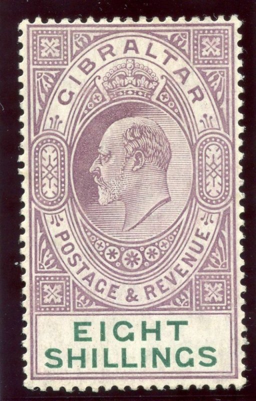 Gibraltar 1911 KEVII 8s purple & green MLH. SG 74. Sc 63.