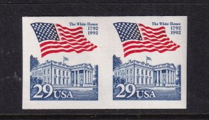 1992 Imperforate coil pair Sc 2609b 29c Flag White House error MNH (VB