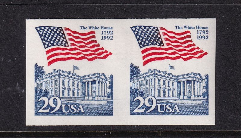 1992 Imperforate coil pair Sc 2609b 29c Flag White House error MNH (VB