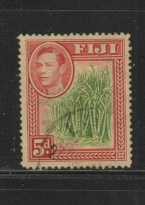 FIJI #124  1938  5p KING GEORGE VI & SUGAR CANE.    F-VF  USED  a