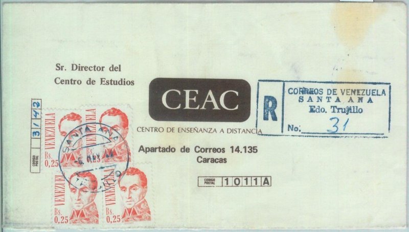 86128 - VENEZUELA - POSTAL HISTORY -  REGISTERED Airmail COVER 1988